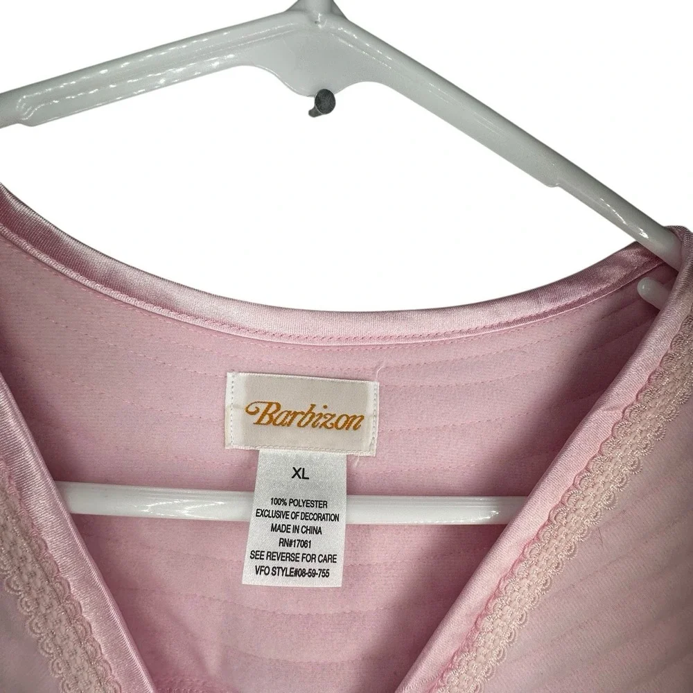 Barbizon Maxi Nightgown Size XL‎ Womans Pink Long Sleeve Zipper Vintage NWT